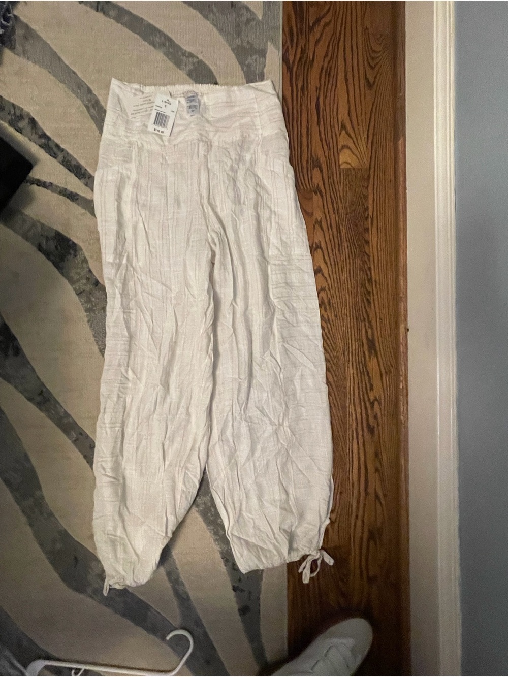l*space Cream Textured Drawstring Waist Pants